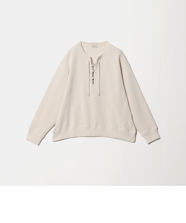 【WEB限定】<at ease>ダブルフェイス レースアップ プルオーバー カットソー