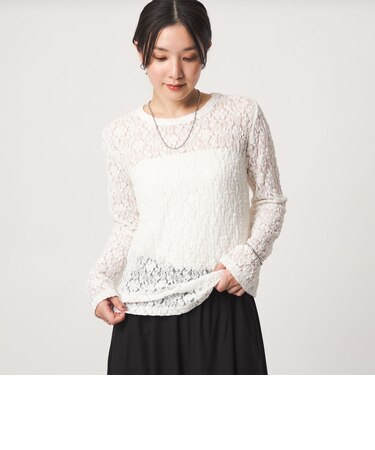 【WEB限定】<at ease>レース プルオーバー カットソー