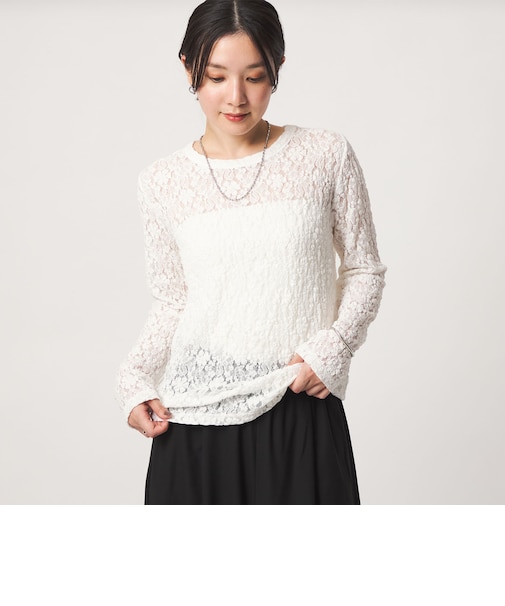 【WEB限定】<at ease>レース プルオーバー カットソー