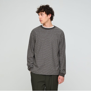 ラフ ボーダー クルーネック 長袖 Tシャツ