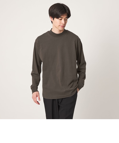 ロングファイバー クリア モックネック 長袖 Tシャツ カットソー