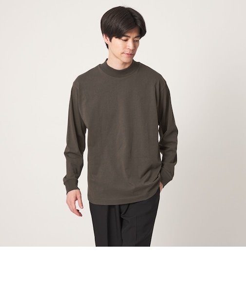 ロングファイバー クリア モックネック 長袖 Tシャツ カットソー