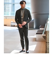【WEB限定】JUST fit ウールライク ナロー セットアップ ジャケット&パンツ -ストレッチ-