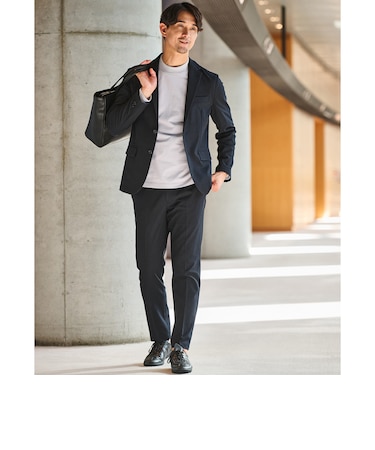 【WEB限定】JUST fit ウールライク ナロー セットアップ ジャケット&パンツ -ストレッチ-