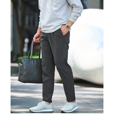 【WEB限定】JUST fit ウールライク 1プリーツ イージーパンツ -ストレッチ-