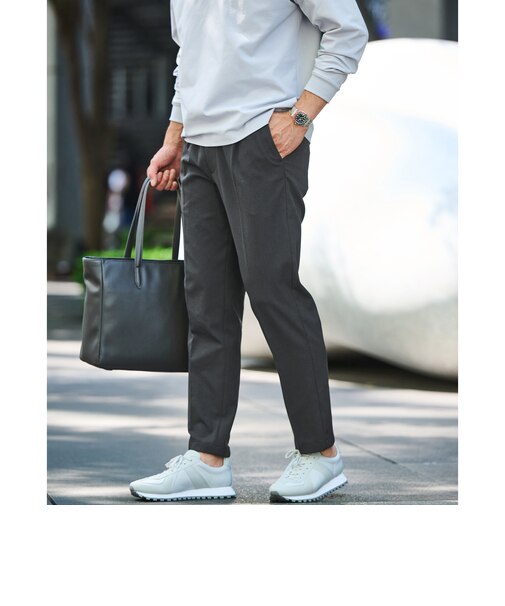 【WEB限定】JUST fit ウールライク 1プリーツ イージーパンツ -ストレッチ-