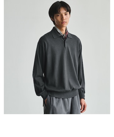 FINE BASIC アメリカンシーアイランドコットン 長袖 ニットポロシャツ