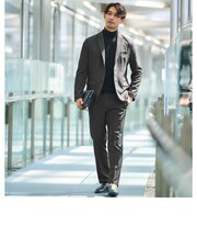 【WEB限定】JUST fit ミニチェック ナロー セットアップ ジャケット&パンツ -ストレッチ-