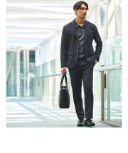 【WEB限定】JUST fit ミニチェック ナロー セットアップ ジャケット&パンツ -ストレッチ-