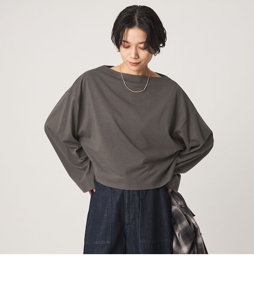 <スタイリスト兵藤千尋さんコラボ>クロップド ワイド ロングスリーブ Tシャツ UVカット