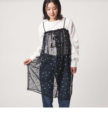 【WEB限定】<at ease>チュール シシュウ 2WAY スカート ワンピース