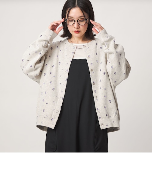 【WEB限定】<at ease>ダブルフェイス クルーネック カットソー カーディガン