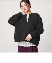 【WEB限定】＜at ease＞ダブルフェイス Vネック プルオーバー カットソー