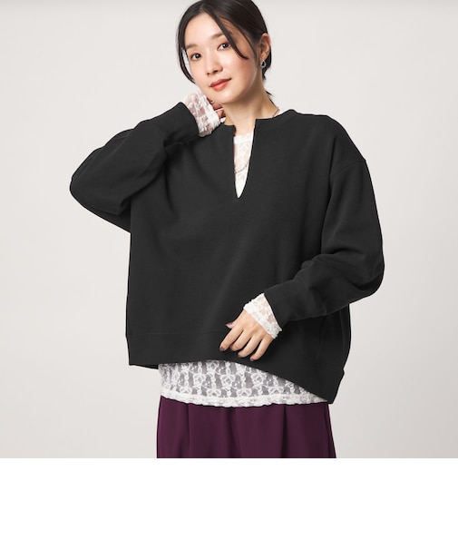 【WEB限定】<at ease>ダブルフェイス Vネック プルオーバー カットソー