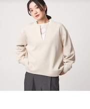 【WEB限定】＜at ease＞ダブルフェイス Vネック プルオーバー カットソー