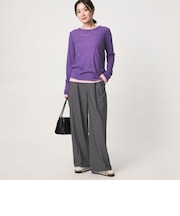 【WEB限定】<at ease>オルマイ ワイド パンツ マシンウォッシャブル ストレッチ 帯電防止