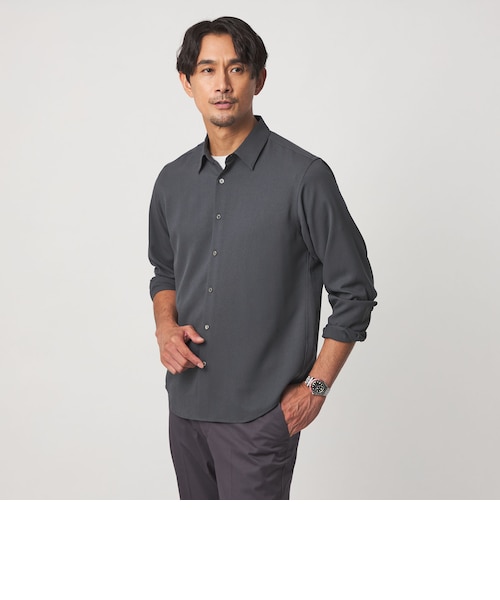 FR2GOLF ダークグレー 長袖シャツ WEB限定】JUST fit ウールライク 長袖 シャツ｜グリーンレーベル