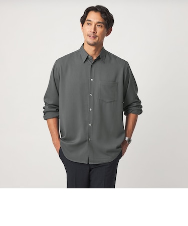 【WEB限定】JUST fit ウールライク リラックス 長袖 シャツ