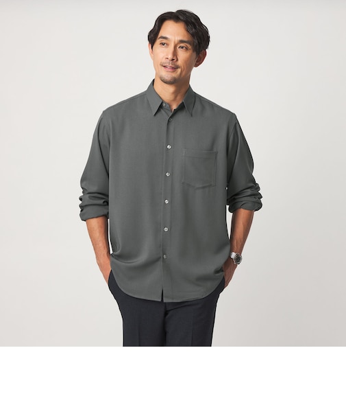 【WEB限定】JUST fit ウールライク リラックス 長袖 シャツ