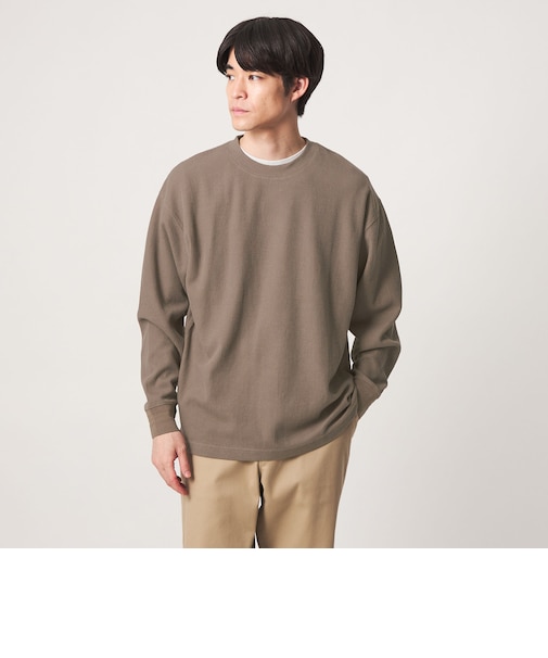 ワッフル クルーネック 長袖 Tシャツ カットソー
