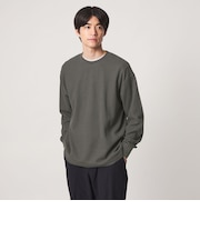 ワッフル クルーネック 長袖 Tシャツ カットソー