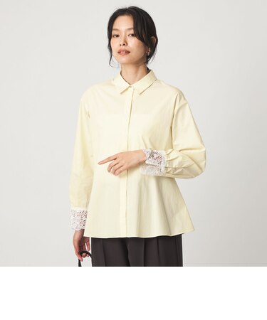 袖レース ペプラム シャツ