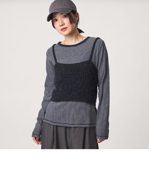 【WEB限定】＜at ease＞マルチボーダー プルオーバー カットソー