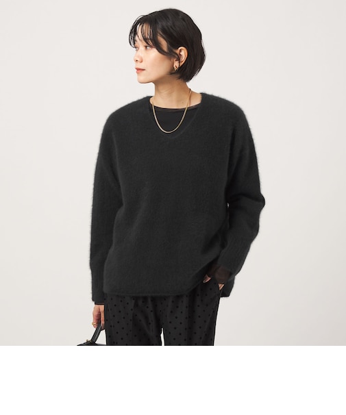 ヘアリー Vネック ニット プルオーバー