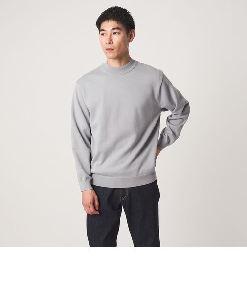 コットン ポリエステル シルク プレーティング モックネック ニット