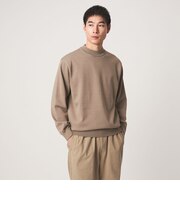 コットン ポリエステル シルク プレーティング モックネック ニット