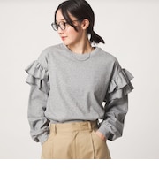 【WEB限定】<at ease>ソデ フリル ロングスリーブ プルオーバー カットソー