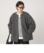 ［size SHORTあり］ボア ノーカラー ブルゾン