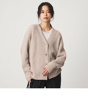 テープ モール Vネック ニット カーディガン