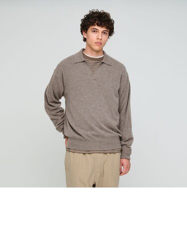 FINE BASIC カシミヤ スキッパー ポロニット