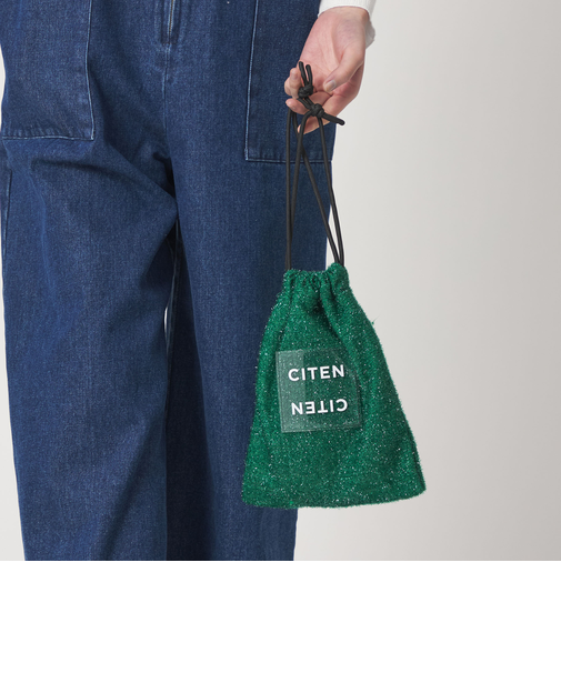 ＜CITEN＞キラキラニットクリアロゴキンチャクショルダーバッグ