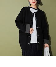 ＜CITEN＞ノーカラーニットコート