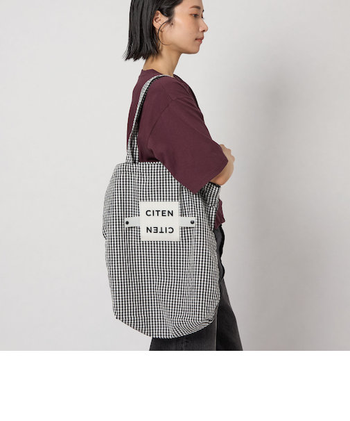＜CITEN＞くるくるパッチンギンガムトート