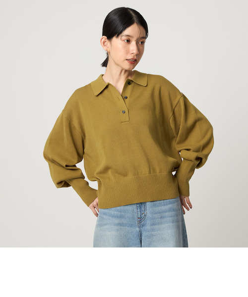CREPUSCULE コットンハイゲージニットポロシャツ CREPUSCULE コットンハイゲージニットポロシャツ
