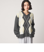 ＜CITEN＞アーガイルシャギーニット