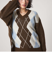 ＜CITEN＞アーガイルシャギーニット