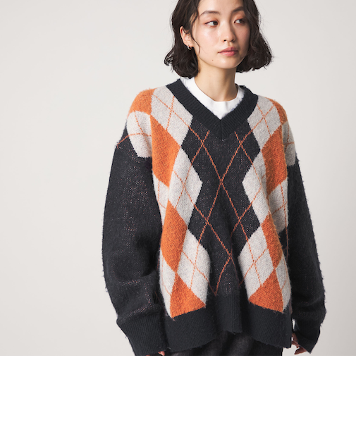 ＜CITEN＞アーガイルシャギーニット