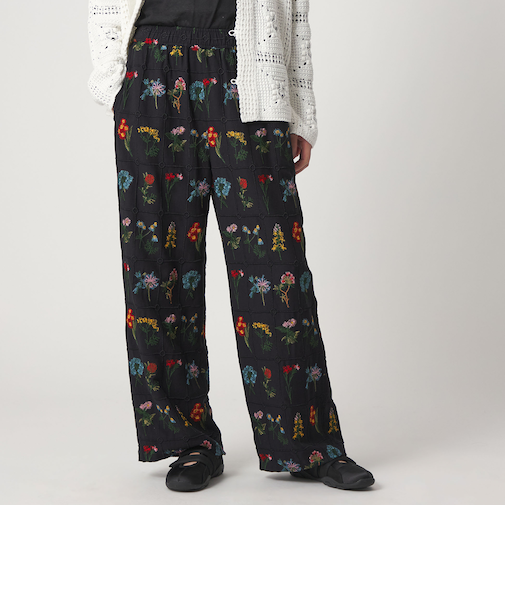 ＜CITEN＞ブロックフラワーシシュウイージーパンツ