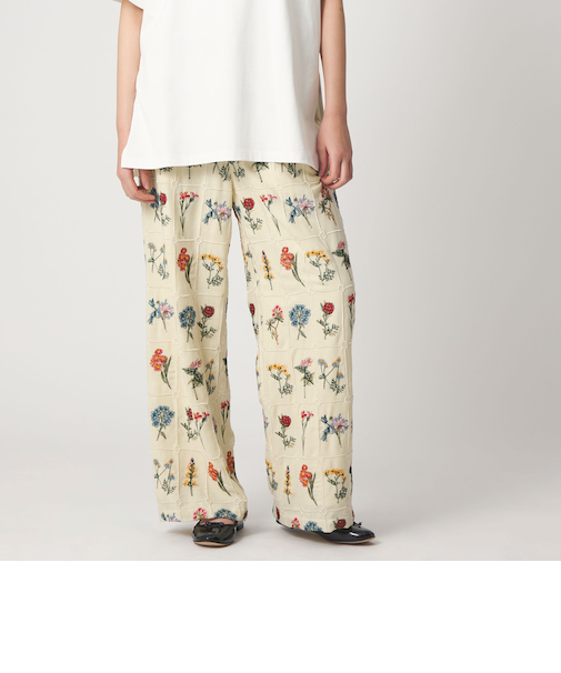 ＜CITEN＞ブロックフラワーシシュウイージーパンツ