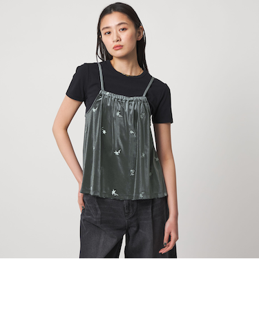 ＜CITEN＞ベロアエンブロイダリーカットキャミソール