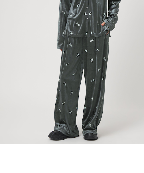 ＜CITEN＞ベロアエンブロイダリーカットパンツ