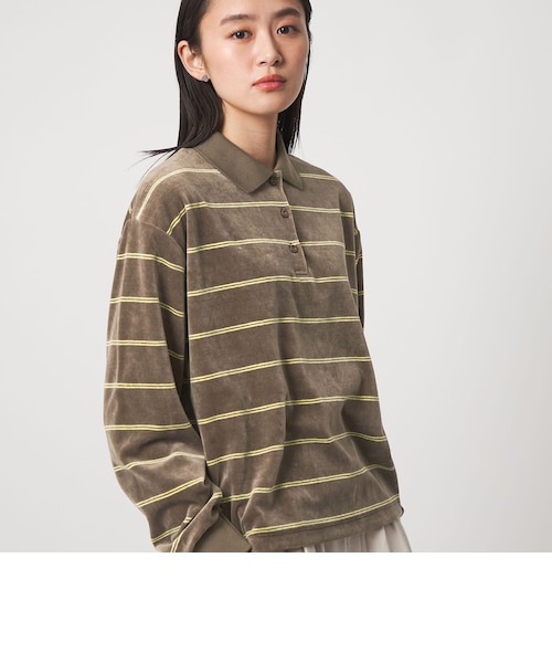 CITEN＞ベロアボーダーポロトップ｜シテンの通販｜&mall（アンドモール