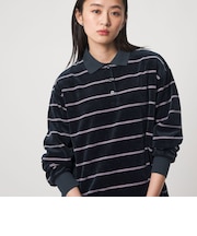 ＜CITEN＞ベロアボーダーポロトップ