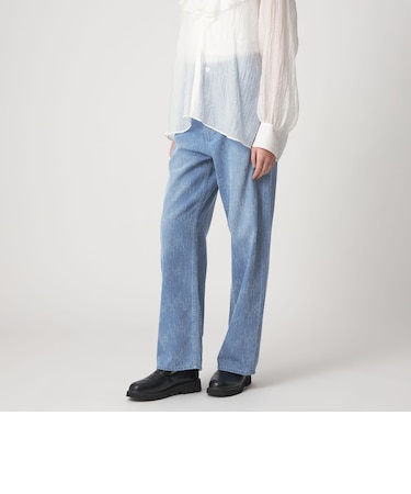 ＜CITEN＞ダメージデニムストレートパンツ ブルー