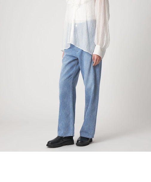 ＜CITEN＞ダメージデニムストレートパンツ ブルー