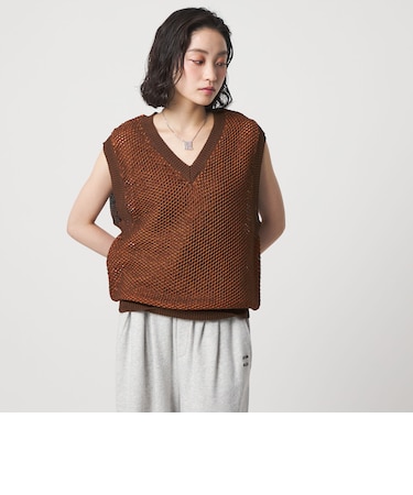 ＜CITEN＞メッシュバイカラーニットベスト